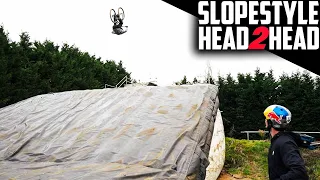 INSANE MTB HEAD-T0-HEAD AT MY SLOPESTYLE COMPOUND!!