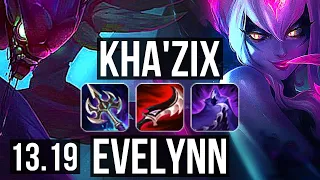 KHA'ZIX vs EVELYNN (JNG) | Penta, Rank 8 Kha, 1.2M mastery, Legendary | BR Challenger | 13.19