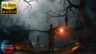 World War 2 Ambience - Rain sounds & Distant Artillery | Immersive Ambience 3D