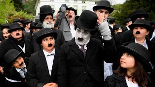 Fans dressed as “Chaplin-lookalikes” set world record in Switzerland