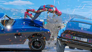 GTA 5 Iron Spiderman No Seatbelt Car Crashes - Spider-Man Ragdolls Compilation (Long Video 3)