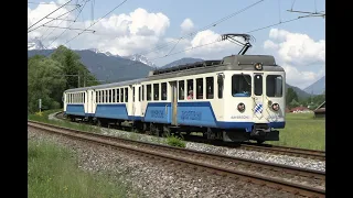 Bavarian Zugspitzbahn - May 2023 - modern and historic vehicles on German rack train mountain line