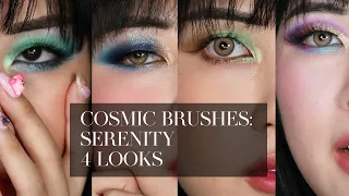 🌌 Cosmic Brushes: Serenity Eyeshadow Palette 🌌 4 looks || monolid makeup tutorial