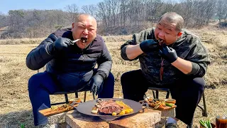 부채살 스테이크 한끼 (Steak mukbang, eating show, cooking)