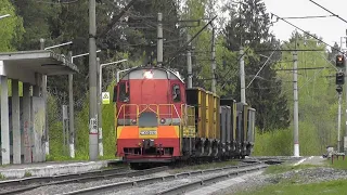 Тепловоз ЧМЭ3-3529 с хозяйственным поездом.