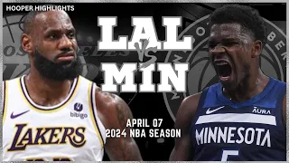 Los Angeles Lakers vs Minnesota Timberwolves Full Game Highlights | Apr 7 | 2024 NBA Season