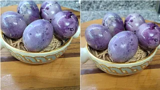 تلوين بيض عيد الفصح بدون اي صيغة.بالكركديه.Dyeing  eggs for EASTER 🐣 with natural colors hibiscus