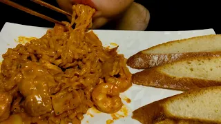 ASMR 크림진짬뽕&바게트 SPICY CREAMY CHEESE NOODLES & BREAD 리얼사운드 먹방