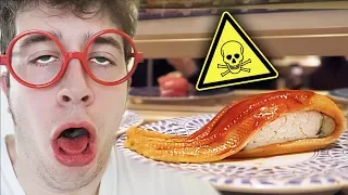 PROBANDO SUSHI en JAPÓN!! casi **VOMITO** (Español prueba por primera vez el sushi en Japón)