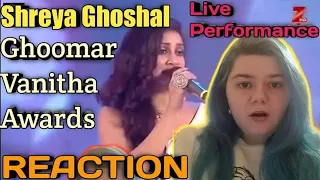 Shreya Ghoshal Ghoomar Live Performance At Vanitha  Film Awards 2019 | REACTION