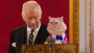 king Charles with a king Cat becomes emotional as the audience sing God Save The king Cat