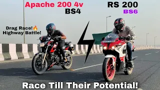 APACHE 200 4V BS4 vs RS 200 BS6 DRAG RACE | TOPEND TEST | HIGHWAY BATTLE 2021 | CLOSE CALLS | PATNA