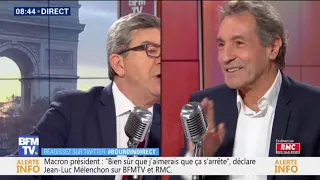 J.L. Mélenchon / J.J.Bourdin: "Vous Bourdin vous allez vous calmer parce que je n'ai jamais dit ça!"