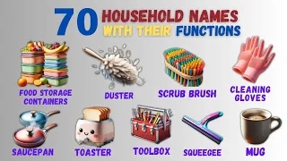 70 Household Names with their Functions with Pictures | Vocabularies | #english