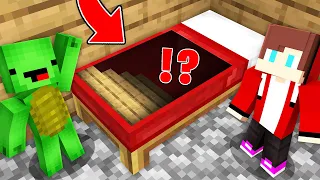 JJ And Mikey Found A SECRET PASSAGE in BED in Minecraft Maizen