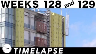 Two-week construction time-lapse with 26 closeup/highlight segments: Ⓗ Weeks 128 and 129