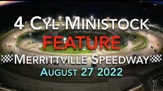 🏁 Merrittville Speedway 8/27/22 4cyl MINISTOCK FEATURE RACE - Aerial View DIRT TRACK RACING