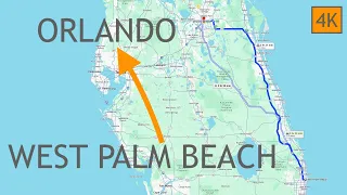 West Palm Beach to Downtown Orlando Florida Drive 4K - Driving I95