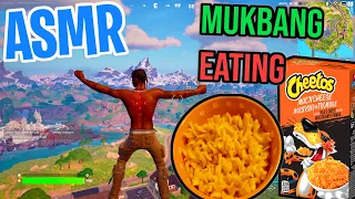 ASMR Gaming 🍜 Fortnite Cheetos Mac and Cheese Mukbang Eating and Spectating 🎮🎧 Whispering 💤