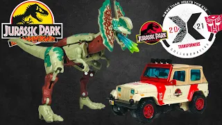 Hasbro Transformers Collaborative Jurassic Park Crossover Review!! Dilophocon Vs Autobot JP 12