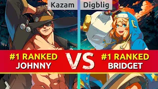 GGST ▰ Kazam (#1 Ranked Johnny) vs Digblig (#1 Ranked Bridget). High Level Gameplay