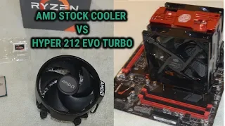 AMD Wraith Stealth stock cooler vs Hyper 212 evo turbo | Ryzen 2200g