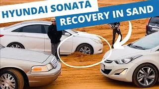 Hyundai Sonata stuck in sand | Sedan in desert | Sonata recovery by Mitsubishi