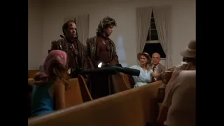 Ethan Phillips in "Critters" (1986) - sci-fi comedy horror movie - scene