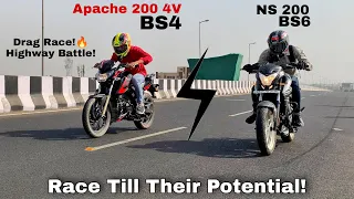 NS 200 BS6 vs APACHE 200 4V BS4 DRAG RACE | TOPEND TEST | HIGHWAY BATTLE 2021 | CLOSE CALLS | PATNA