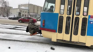 TRAM RUSSIA WINTER COLD CZECH ČESKO TRAMVAJ TATRA PRAGUE ХОЛОДНО ЗИМОЙ ТАТРА ТРАМВАЙ ЕКАТЕРИНБУРГ