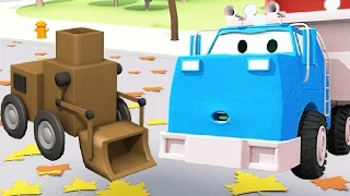 Construction Squad: the Dump Truck, the Crane and the Excavator build the Cleaning Robot in Car City