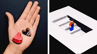 DRAWING OPTICAL ILLUSIONS you have to look twice to understand || 3D drawing