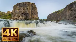4K Waterfall - 5 Hours Running Water White Noise - Nature Relaxation Video - Palouse Falls