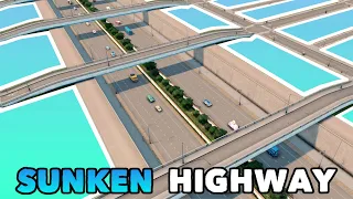How to build a Sunken Highway with quays in Cities: Skylines | No Mods Tutorial for PC/XBox/PS4