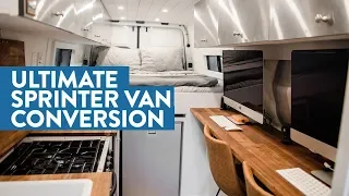 Self-converted Off-Grid Sprinter Van with Full Office, Bathroom, and Garage