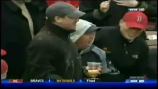 Red Sox Fans Gets Pizza Thrown At Him