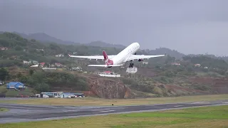 Virgin Atlantic Airbus A330-300 takeoff from Argyle International Airport (SVD)