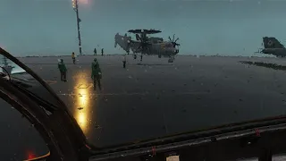 F14 SuperCarrier takeoff under heavy rain [DCS WORLD]