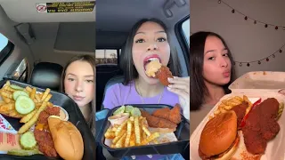 DAVES HOT CHICKEN MUKBANG ASMR | TIKTOK FOOD COMPILATION | LUNA ASMR