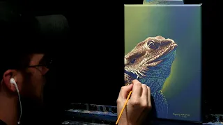 Acrylic Wildlife Painting of a Lizard - Time Lapse - Artist Timothy Stanford