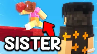 I Taught My SISTER How To Play Minecraft Bedwars!