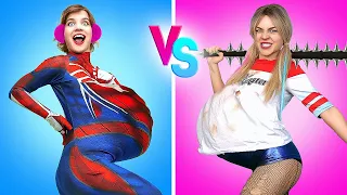 ¡Superheroína embarazada BUENA vs. MALA! SOY SUPERHEROÍNA por 24 HORAS en Desafío Aceptado