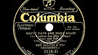 1930 HITS ARCHIVE: Happy Days Are Here Again - Ben Selvin (The Crooners, vocal)