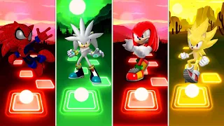 Spider Sonic 🆚 Silver Sonic 🆚 Baby Knuckles Sonic 🆚 Super Sonic | Tiles Hop