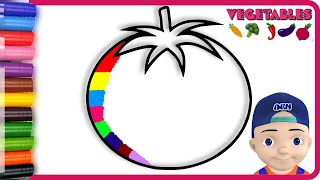 ( Vegetables ) Tomato  Drawing and Marker Rainbow Coloring | Akn Kids House