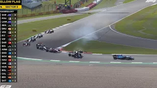 Massive crash in F2 Feature race in Silverstone