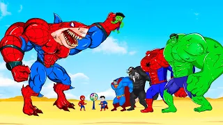 Rescue HULK Family & SUPERMAN, VENOM, BATMAN vs SHARK SPIDERMAN : Who Is The King Of Super Heroes ?
