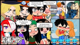 Mugiwaras + Ace,Sabo,Uta e Hancock react Shipps fotos e memes One Piece + react do beijo do LuNami💋👀