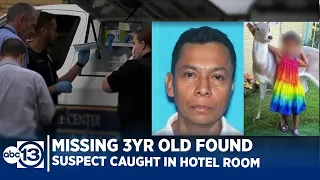 Man in custody after being found in motel with missing 3-year-old girl