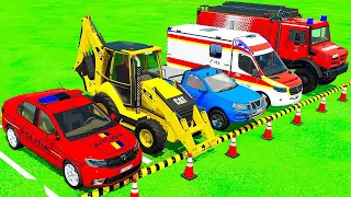 TOYOTA, LOADER, DACIA POLICE VEHICLES & AMBULANCE EMERGENCY FIRE DEPARTMENT TRANSPORTING! FS22